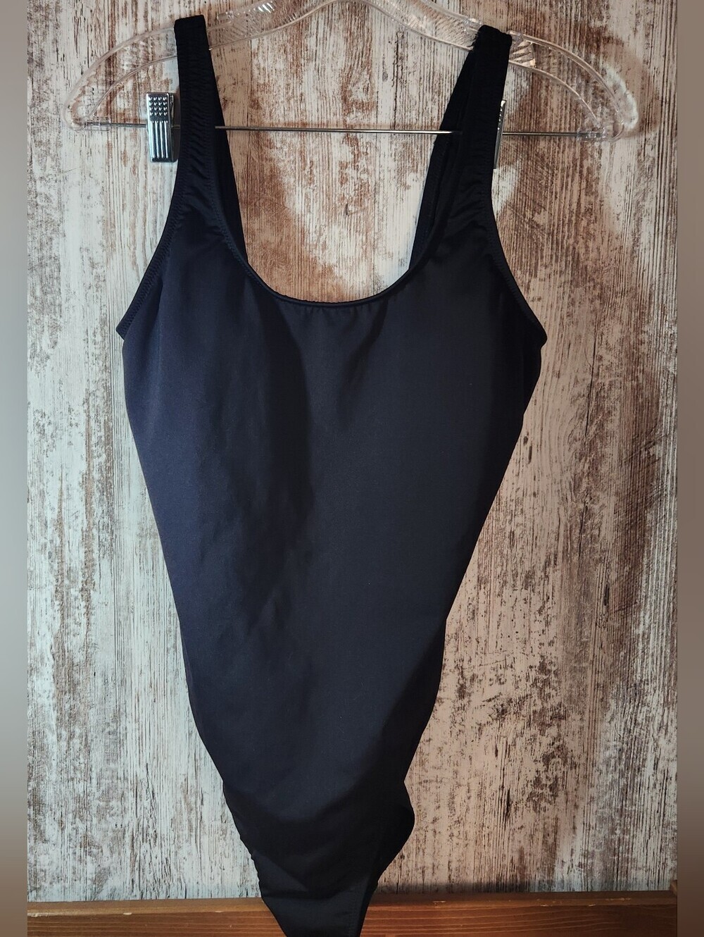 PINK Victoria's Secret Black Classic One-Piece Swimsuit Small Silver Back Charm